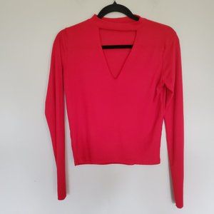 Zara Trafaluc red knit key hole mod top M